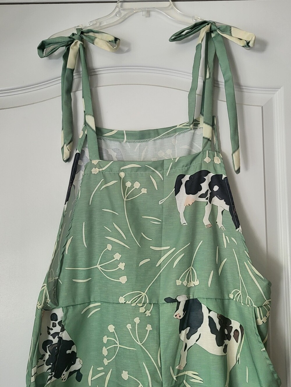 Green Cow Print Tie-Shoulder Jumper